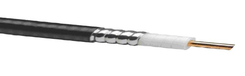 Flexible Coaxial Cable, corrugated aluminum, 50 Ω nominal, 1/2 in, black PE jacket